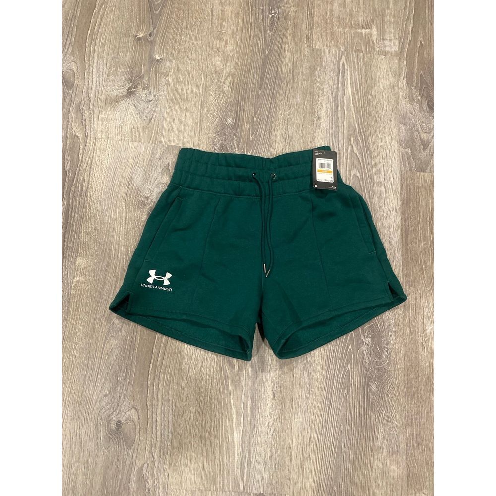 Under Armour Womens Essential‎ Fleece Shorts Dark Green Forest 1361754 Small NWT